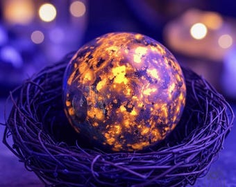 Yooperlite Moon Sphere, UV Reactive Crystal Sphere Ball, Yooperlite Sphere, Gemstone Moon Witch Decoration