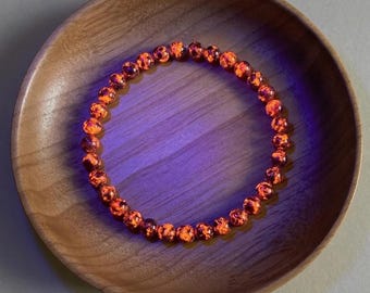 Yooperlite Bracelet - UV Reactive 4mm Flame Crystal Dainty Bracelet - Minimalist Boho Jewelry, Stackable, Glowing Bracelets