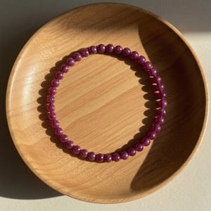 Purple Ruby Bracelet - 4mm Fandango Purple Crystal Dainty Bracelet - Minimalist Boho Jewelry Stackable Elastic