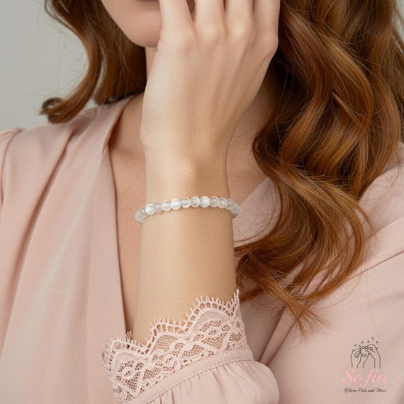 Bracelet En Sélénite Pierres Minérales 4 Mm OxcmoBijoux - Neuf Avec étiquettes