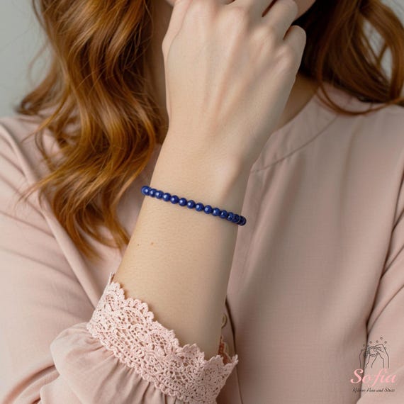 Bracciale In Pietra Naturale Di Lapislazzuli - 8mm - Foto 7