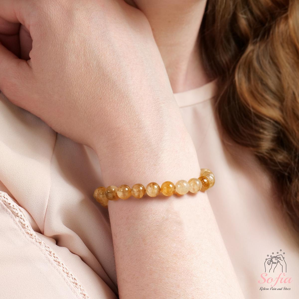 Lapis Lazuli POfo 2Pcs Citrine Bracelet For Women Real Crystal