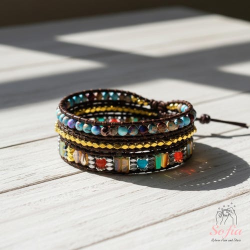Healing Crystal Bracelet - Natural Stone Braided Bracelet Leather