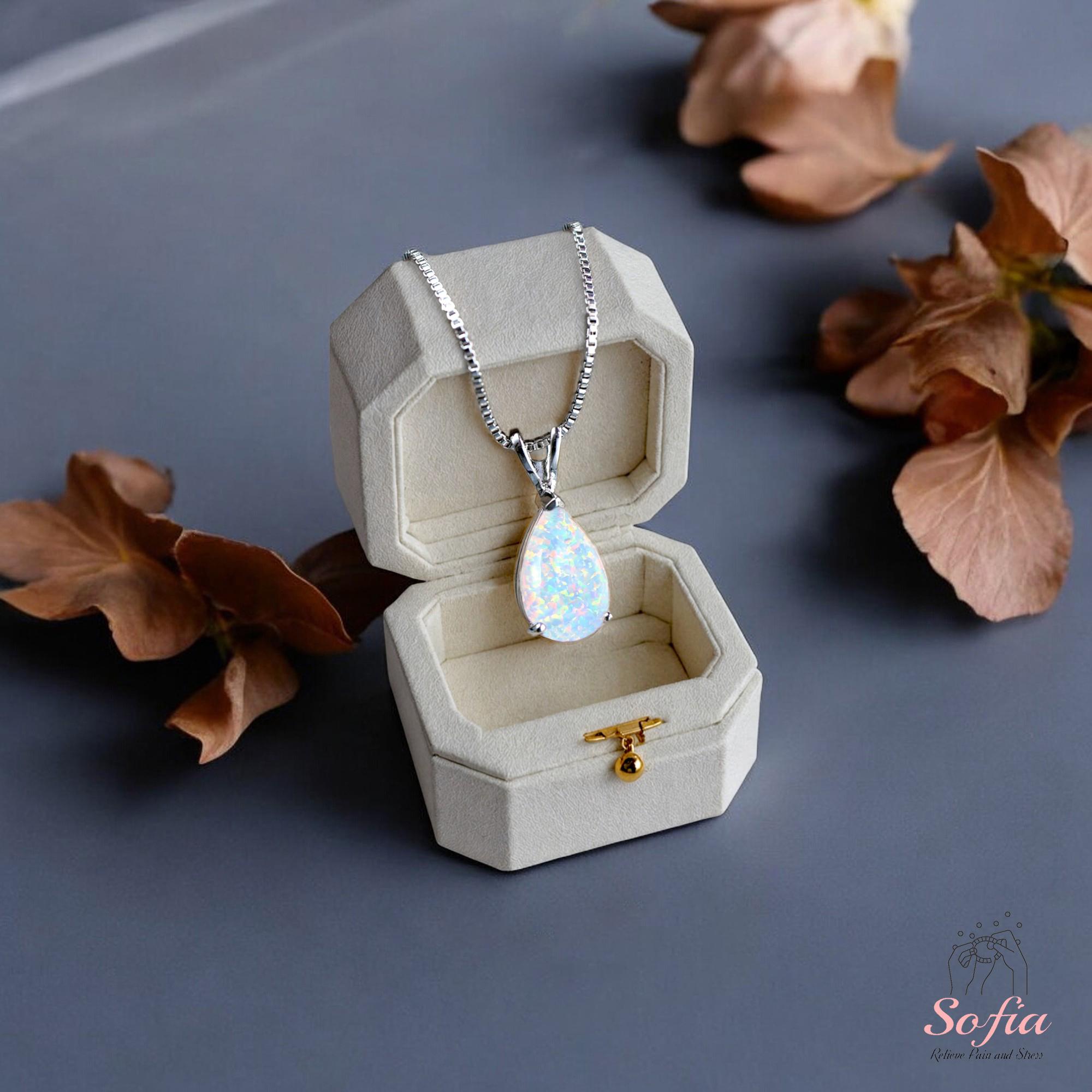 Delicate Gioielli Di Gioielli Minimalista Fuoco Opal Semplice In - Foto 6