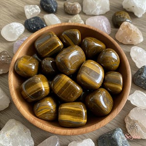 Tiger Eye Tumbled Stone - Natural Polished Tiger&#39;s Eye Gemstone - Yellow Tiger Eye Crystal Home Decoration Mineral Specimen Pocket Stone