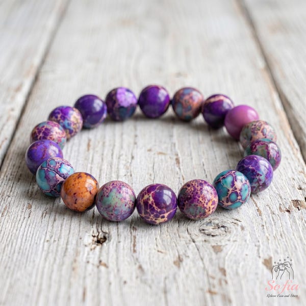Sea Sediment Jasper Bracelet - Natural Jasper Stone Bracelet - Stress Pressure Relief Bracelet - Healing Crystal Bracelets Christmas Gift