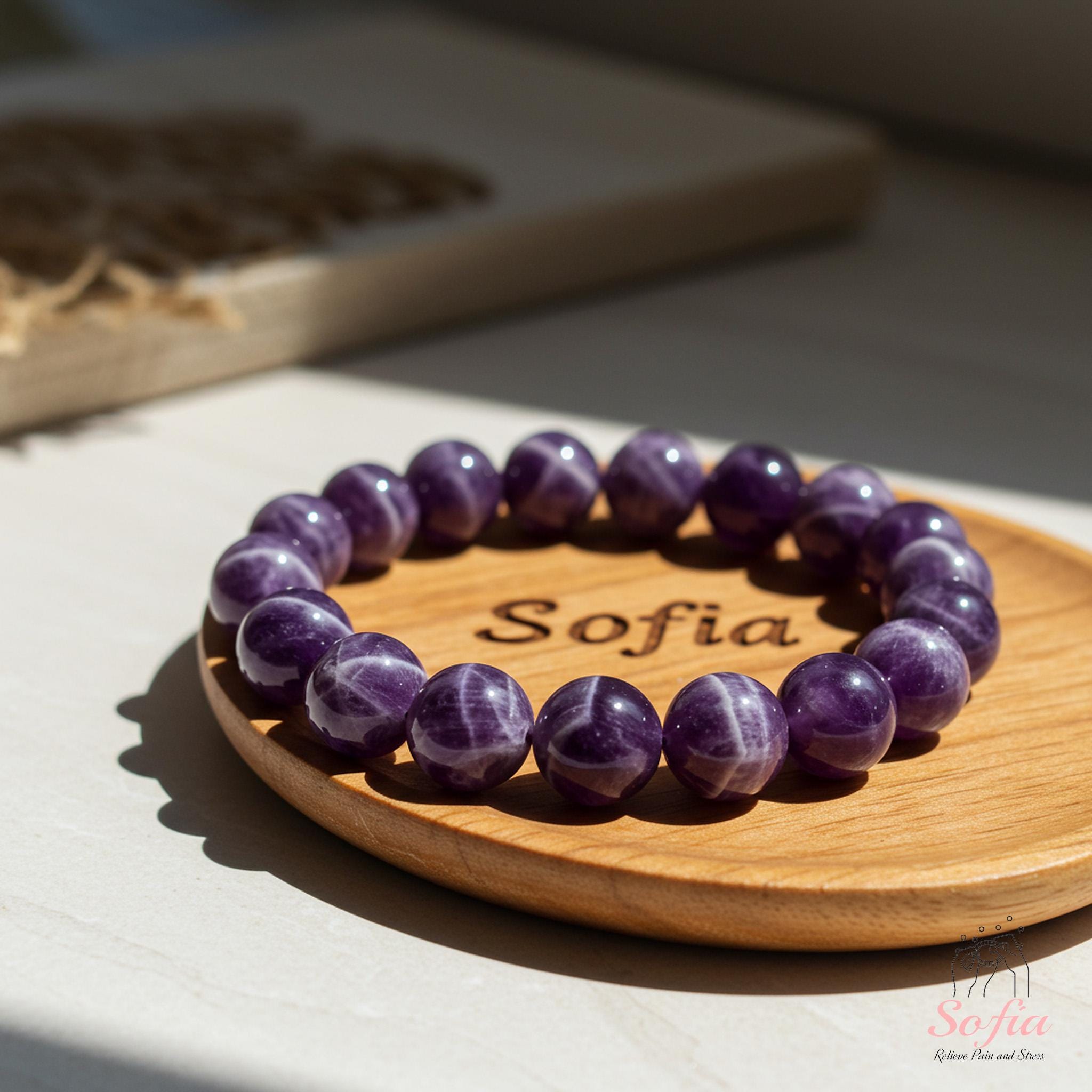 Chevron Amethyst Stone Bracelet - Natural 10mm Purple Crystal Stretch Bracelet Meditation Healing Bracelet Gift fir her, gift for him