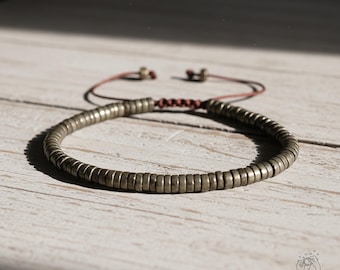 Natural Pyrite Stone Bracelet - Crystal Bracelets Gemstone Dainty Minimalist Pyrite Delicate Bracelet Gift for her, gift for him