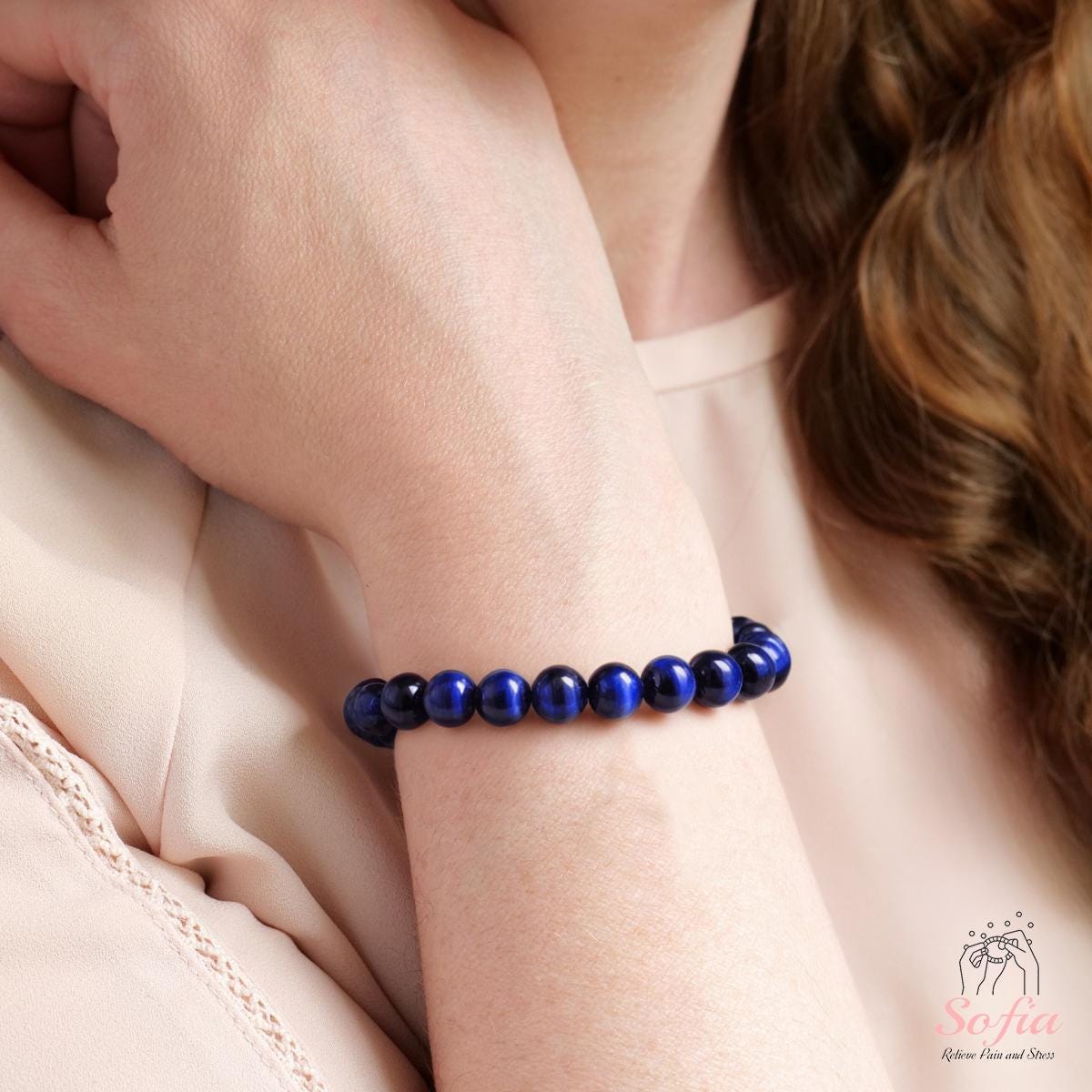 Bracciale Con Perline In Pietra Occhio Di Tigre - Bracciale - Foto 7