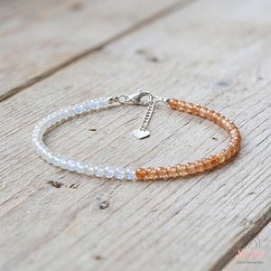 Moonstone Sunstone Bracelet, Sun and Moon Jewelry Dainty Minimalist Crystal Jewelry, Celestial Gift for Her