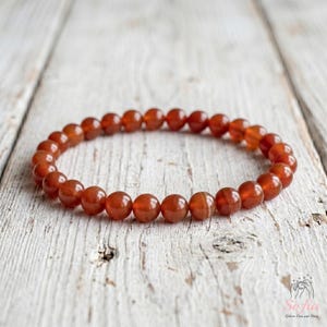 Carnelian Bracelet - 5mm Red Gemstone Dainty Bracelet - Minimalist Boho Jewelry Stackable Elastic