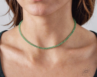 Green Aventurine Choker, Stone Beaded Necklace Green Crystal Choker, Green Aventurine Healing Necklace Dainty Jewelry Mother's Day Gift