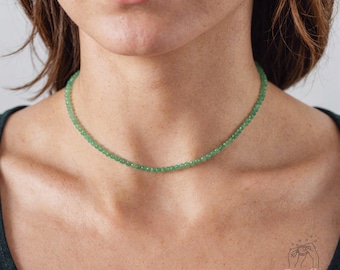 Green Aventurine Choker, Stone Beaded Necklace Green Crystal Choker, Green Aventurine Healing Necklace Dainty Jewelry Mother&#39;s Day Gift