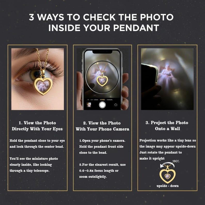 Collar con cruz con proyección de versículo bíblico - Collar cristiano - Collar personalizado con proyección de cruz y foto en el interior, regalos cristianos imagen 5