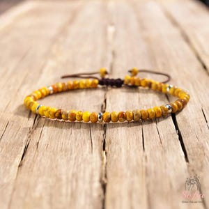 Natural Yellow Jasper Stone Bracelet - Yellow Sea Sediment Gemstone Dainty Bracelet - Jasper Delicate Bracelet Gift for her, gift for him
