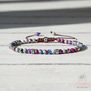 Natural Sea Sediment Jasper Bracelet - Purple Jasper Stone Bracelet - Sediment Gemstone Healing Bracelet Gift for her, gift for him