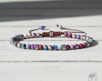 Natural Sea Sediment Jasper Bracelet - Purple Jasper Stone Bracelet - Sediment Gemstone Healing Bracelet Gift for her, gift for him