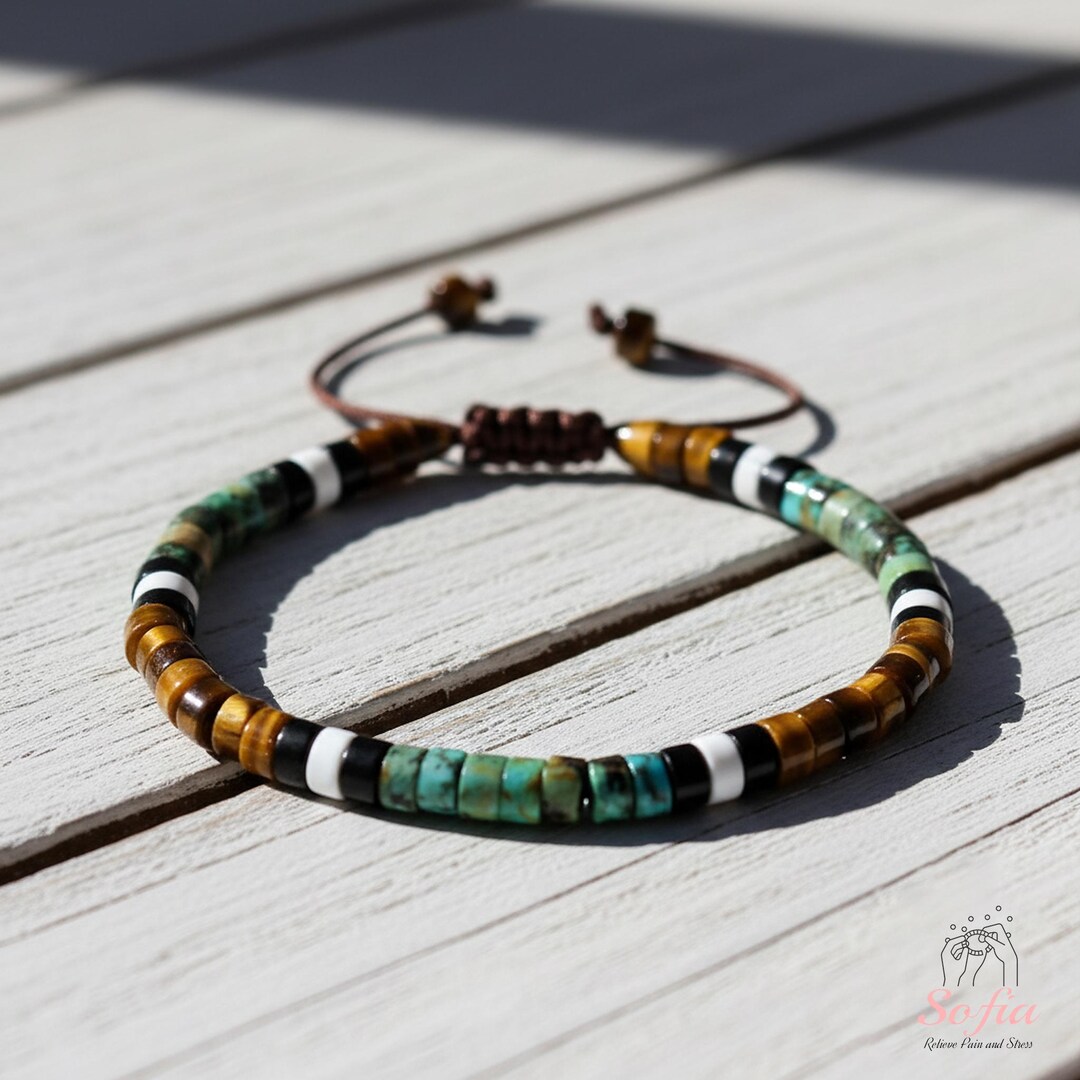 Olivenorma African Turquoise Tiger Eye Stone Bracelet Set main image 1