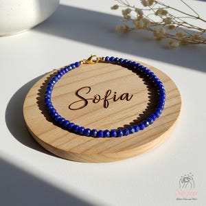 Natural Lapis Lazuli Bracelet - Lapis Faceted Stone Crystal Dainty Bracelet - Blue Gemstone Minimalist Bracelet Gift to her, gift to him