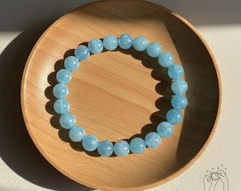 Aquamarin Armband - Natürliches Aqua Blauer Stein Stretch Armband - Spirituelle Heilung Kristall Armbänder Weihnachtsgeschenk