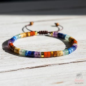 Chakra Bracelet Natural Crystal Bracelet - Rainbow Gemstone Dainty Bracelet Healing Crystal Bracelet Gift for him, Gift to her