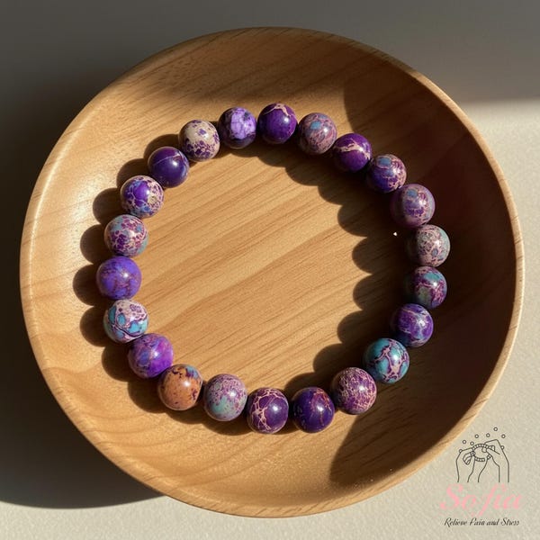Armband zeesedimentjaspis - armband natuurlijke jaspissteen - Stress-drukontlastingsarmband - genezende kristallen armbanden kerstcadeau