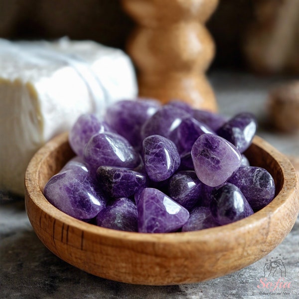 Amethyst Tumbled Stone - Natural Polished Chevron Amethyst Gemstone - Purple Crystal Home Decoration Mineral Specimen Pocket Stone