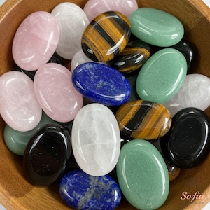 Natural Crystal Worry Stone - Polished Palm Stone, Thumb Stone, Soothing Stone, Sensory Stone, Fidget Stone, Valentine's Day Gift