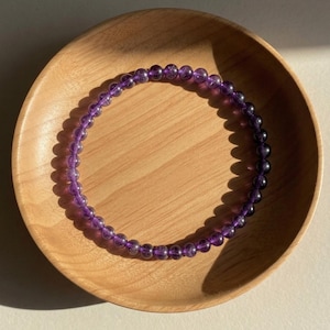 Amethyst Bracelet - 4mm Purple Gemstone Stretch Bracelet - Minimalist Boho Jewelry, Elastic