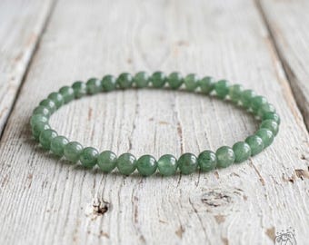 Bracelet en aventurine verte naturelle de 4 mm - Bracelet en perles de cristal délicat - Bijoux de style bohème minimaliste