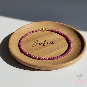 Natural Pink Ruby Bracelet - Rubellite Stone Crystal Dainty Bracelet Ruby Minimalist Bracelet Gift for her, gift for him