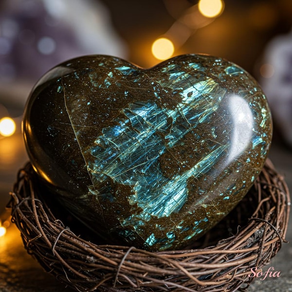 Naturlig Arfvedsonit Stenhjärta - Svart Flashy Kristallkollektion - Läkande Kristall Chakra Ädelsten Heminredning Mineralprov