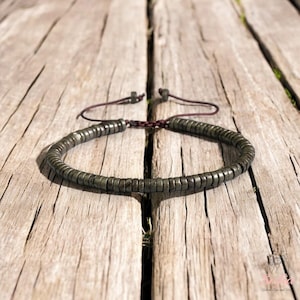Bracciale in pietra di pirite naturale - Braccialetti di cristallo Bracciale delicato minimalista in pirite con pietre preziose Regalo per lei, regalo per lui