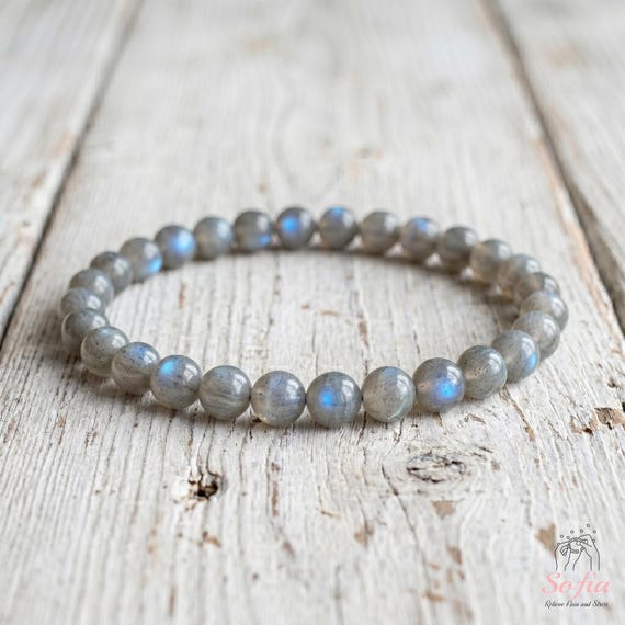 Moonstone Stone Bracelet - 6mm Gemstone Dainty Bracelet - Minimalist Boho Style Jewelry Stackable, Elastic