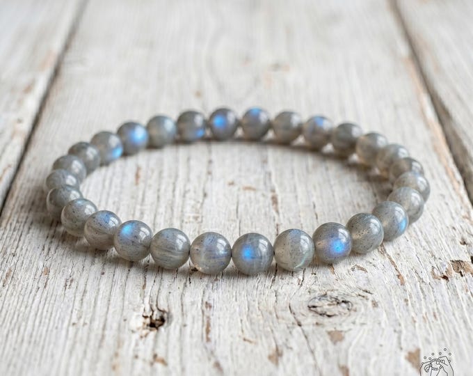 Moonstone Stone Bracelet - 6mm Gemstone Dainty Bracelet - Minimalist Boho Style Jewelry Stackable, Elastic