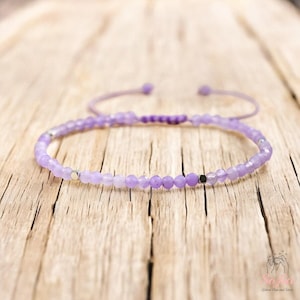 Mica Amethyst Stone Bracelet - Natural Light Purple Gemstone Dainty Bracelet Amethyst Crystal Minimalist Bracelet Gift for her, gift for him