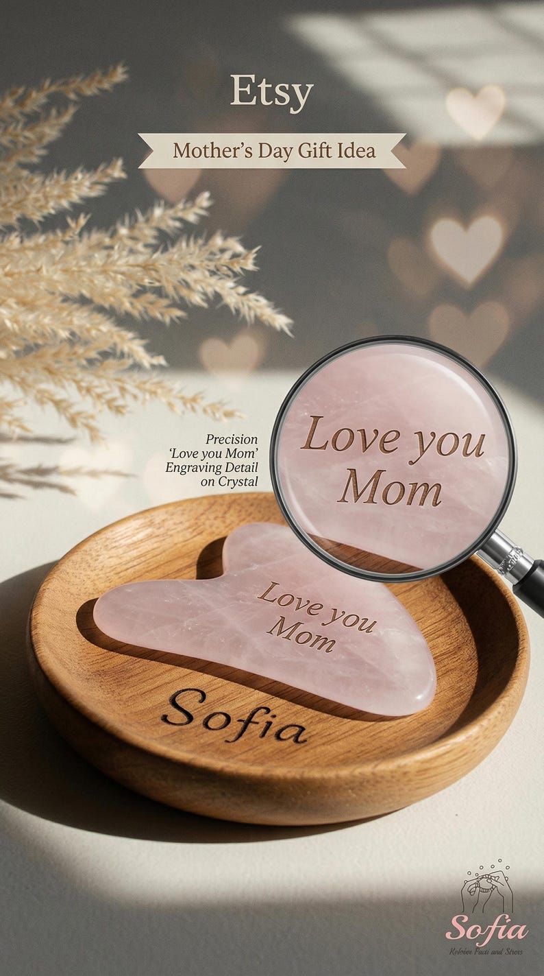 Personalized Crystal Gua Sha Tool - Gemstone Scraping Plate - Custom Engraved Facial Massage Tools Bridesmaid Gift, Mother's Day gift image 3