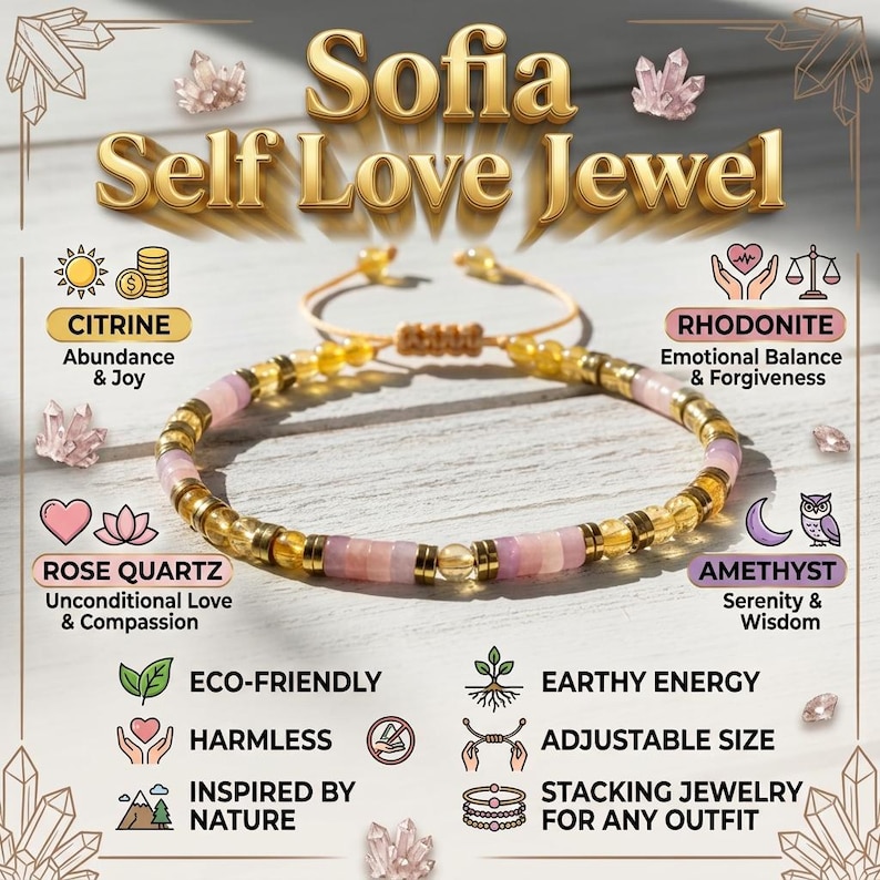 Pulsera de Energía Dorada - Pulsera de Abundancia y Protección - Pulsera de Citrino, Ojo de Tigre, Pirita y Cuarzo Ahumado - Pulsera de Cristal Minimalista imagen 7