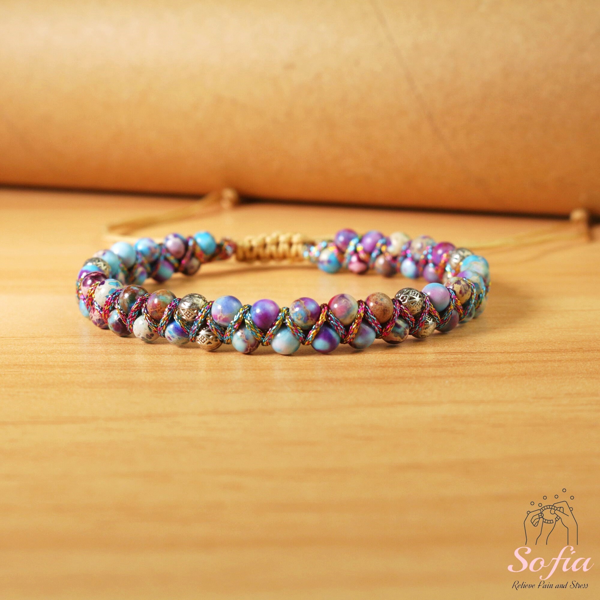 Braccale Con Element Color Oro E Petre Mneral D Agata E Perle D - Foto 10