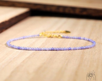 Natural Tanzanite Stone Bracelet - Light Blue Purple Crystal Dainty Bracelet - Gemstone Minimalist Healing Bracelet Gift to her, gift to him