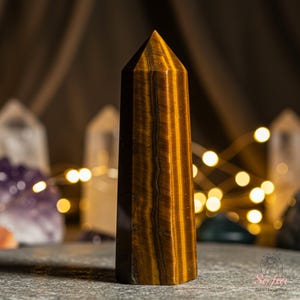 Tiger&#39;s Eye Stone Tower - Natural Brown Gemstone Single Point Crystal Tower Wand - Healing Crystal Obelisk Home Decoration Mineral Specimen