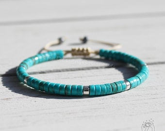 Natürliches Türkis Stein Armband - Blaues Fass Edelstein Zierliches Armband - Minimalistisches Türkis Stein Armband Geschenk für sie, Geschenk für ihn