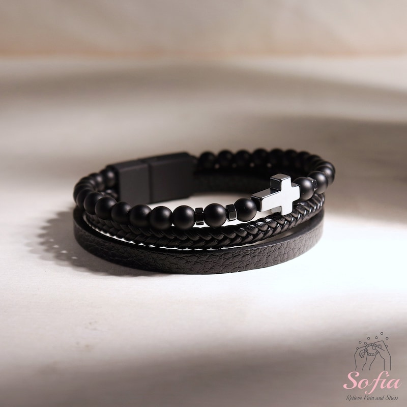 Black Cross Bracelet - Etsy