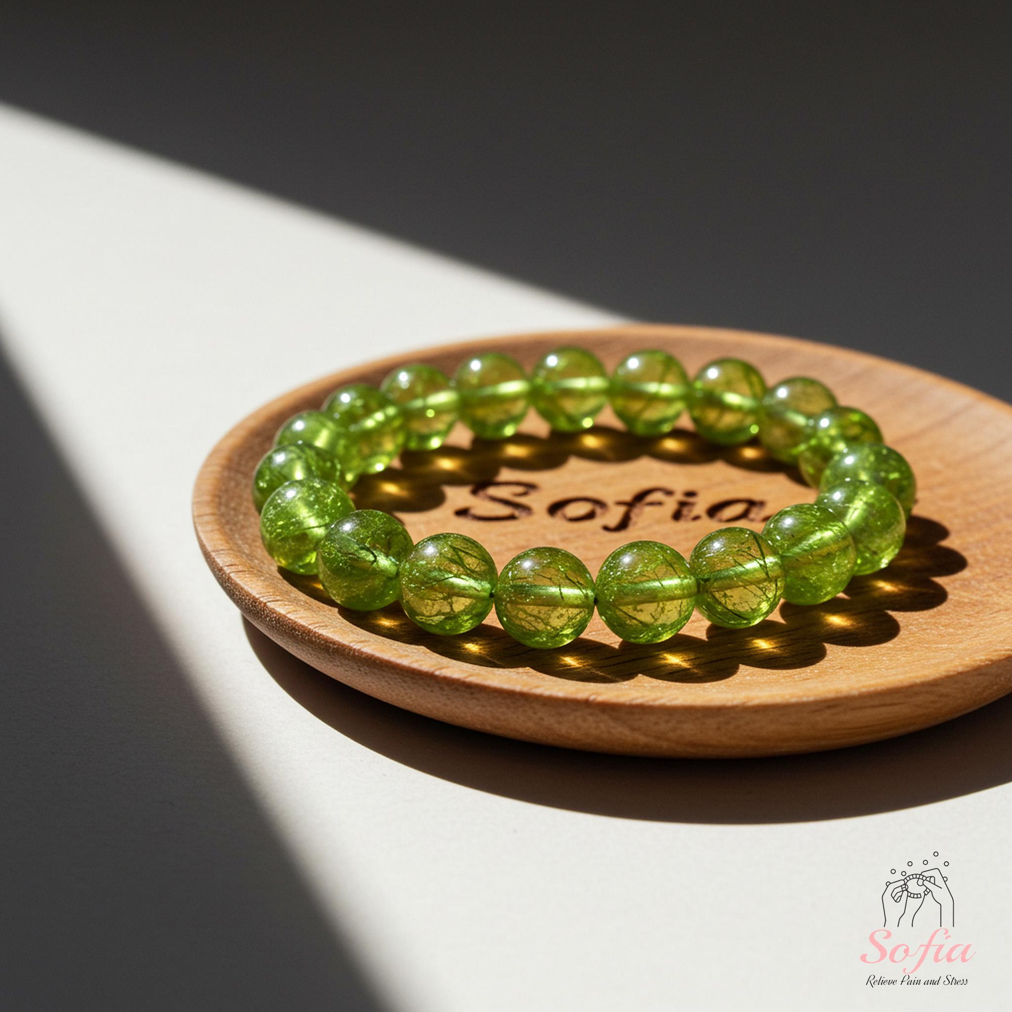 Natural Peridot Stone Bracelet - Olive Green Gemstone Bracelet Healing Stretch Bracelet Handmade Gift for her, gift for him, Christmas Gift