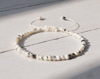 Black Moonstone Bracelet - Natural Moonstone Dainty Bracelet - Crystal Delicate Bracelet Gift for her, gift for him Handmade Gift