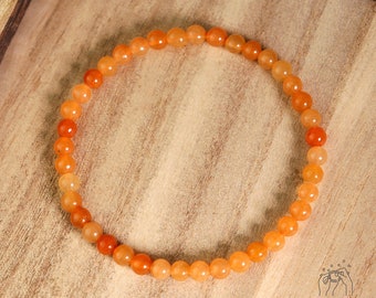 Pulsera natural de aventurina naranja de 4 mm - pulsera delicada de cristal naranja - pulsera curativa de piedras preciosas de aventurina regalo para ella, regalo para él