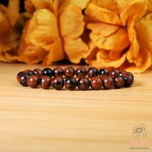 Mahogany Obsidian Bracelet Natural 8mm Mahogany Obsidian Stone Stretch Bracelet Spiritual Healing Bracelet Gift for her, gift for him image 2