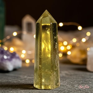 Citrine Stone Tower - Citrine Single Point Crystal Tower Wand - Healing Crystal Chakra Stone Obelisk Home Decoration Mineral Specimen