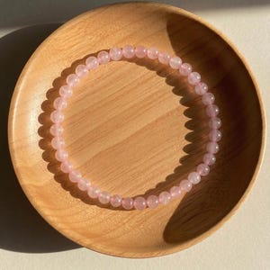 Rose Quartz Bracelet - 4mm Pink Crystal Dainty Bracelet - Minimalist Boho Jewelry, Stackable, Elastic
