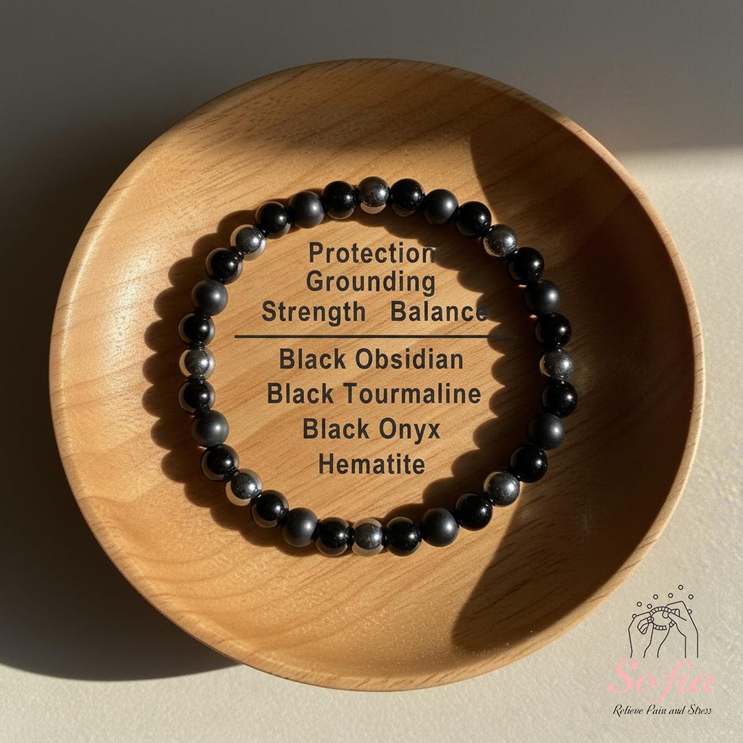 Bracciale in Pietra Naturale di Onice Nero - La Boutique di Lourdes